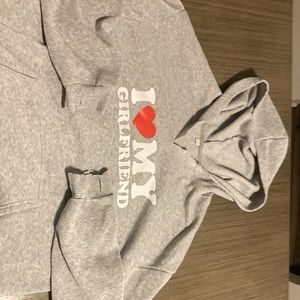 Gray custom I ❤️ MY GIRLFRIEND Hoodie
